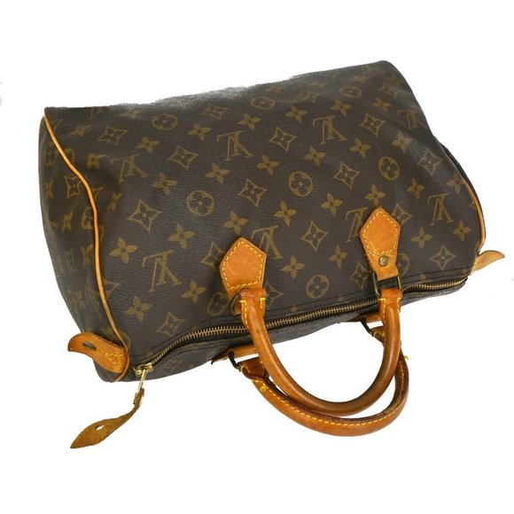 Authentic LOUIS VUITTON Speedy 30 Travel Hand Bag Monogram Leather Brown - Picture 14 of 16